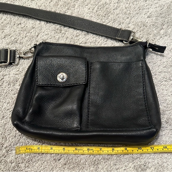 Roots - Black Leather Crossbody Side Bag Purse - Picture 14 of 15